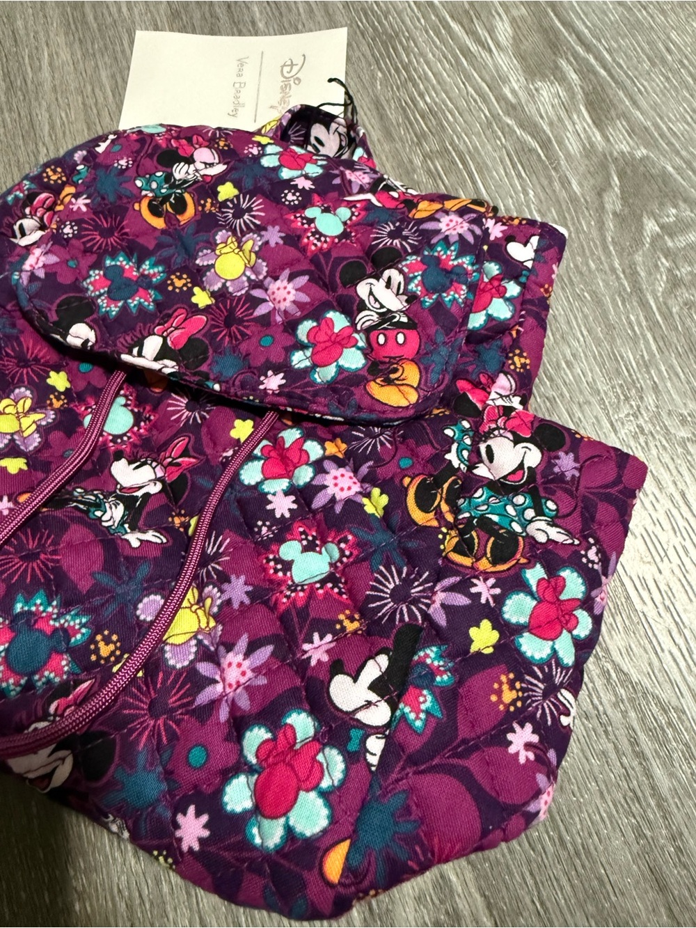 Vera Bradley Disney Purple Floral Minnie Print Quilted backpack NWTs - Picture 5 of 7